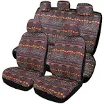 PONYJOYUP Baja Saddle Blanket Car Seat Covers 9PCS Full Set, Breathable and Washable Striped Woven Automotive Vehicle Seat Cover, Universal Boho Seat Cover for Sedan, SUV, Truck, Airbag Compatible