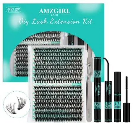 Lash Extension Kit 320Pcs,Diy Individual Lashes Clusters Kit,Lash Bond and Seal,