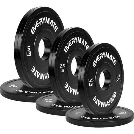 EVERYMATE Change Weight Plates 1.25lb 2.5lb 5lb Set Fractional Plate Olympic Bumper Plates for Cross Training Bumper Weight Plates Steel Insert