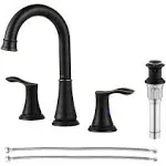 Parlos Two-Handle High Arc Bathroom Faucet with Pop Up Drain and cUPC Faucet Supply Lines Widespread 8 inch Deck Mounted,Oil