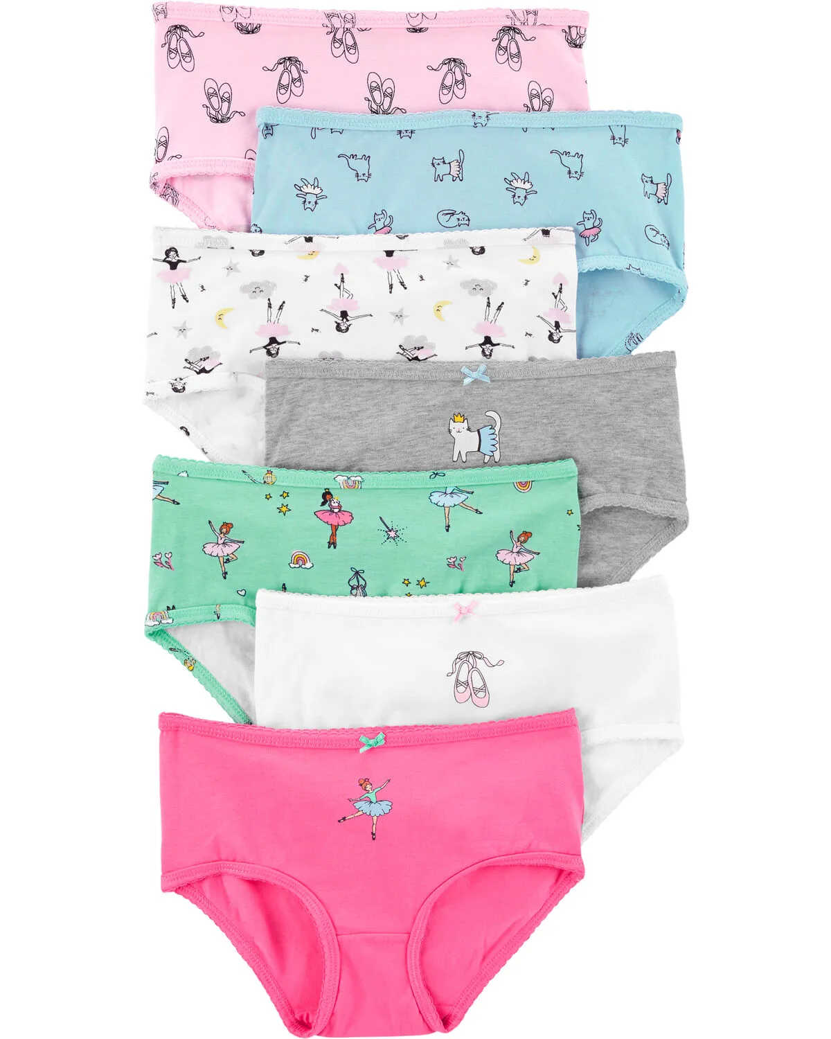 Kid 7-Pack Floral Stretch Cotton Underwear