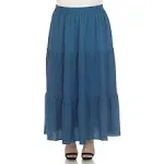 Plus Size Pleated Tiered Maxi Skirt