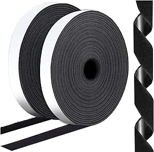 1 Inch x 82 Feet Black Hook Loop Strips with Adhesive Heavy Duty, Multi-Purpose Hook and Loop Tape, Double Sided Hook Loop Rolls, Picture Hanging Strips, Bulk Sticky Straps Wall Hanging Strips