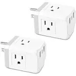 Multi Plug Outlet Extender 2 Pack Small Electrical Outlet Splitter with 3 Wal...