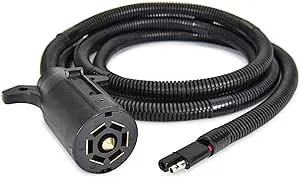 Lippert Power Swap Auxiliary Cord for Power Stance Tongue Jack, 6' long Cable, 2-Way to 7-Way Plug, Won’t Drain Your RV Battery, LED Lights for Nighttime Visibility, Emergency Manual Crank – 813749