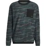 Texture-Print Crew Sweatshirt, Black, M - Adidas Golf