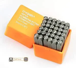 OWDEN Professional 36Pcs. Steel Metal Stamps Set,(3/16â€ ) 5mm,Steel Number and Letter Punch Set,Alloy Steel Made HRC 58-62 for