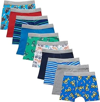 Hanes Boys' and Toddler Underwear, Comfort Flex and Comfortsoft Boxer Briefs, Multiple Packs Available pack of 10