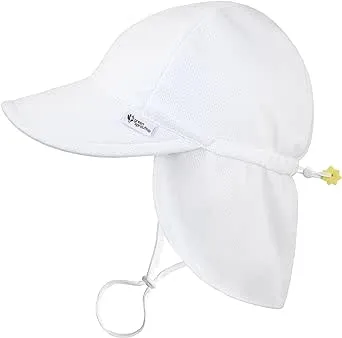 Green Sprouts Baby/Toddler Breathable Flap Sun Protection Hat - White- 2T/4T