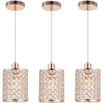 Gold Crystal Pendant Light, 3 Pack Kitchen Island Lighting, Modern Adjustable...