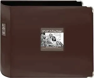 Pioneer Sewn Leatherette 3 Ring Binder 12"X12" Brown