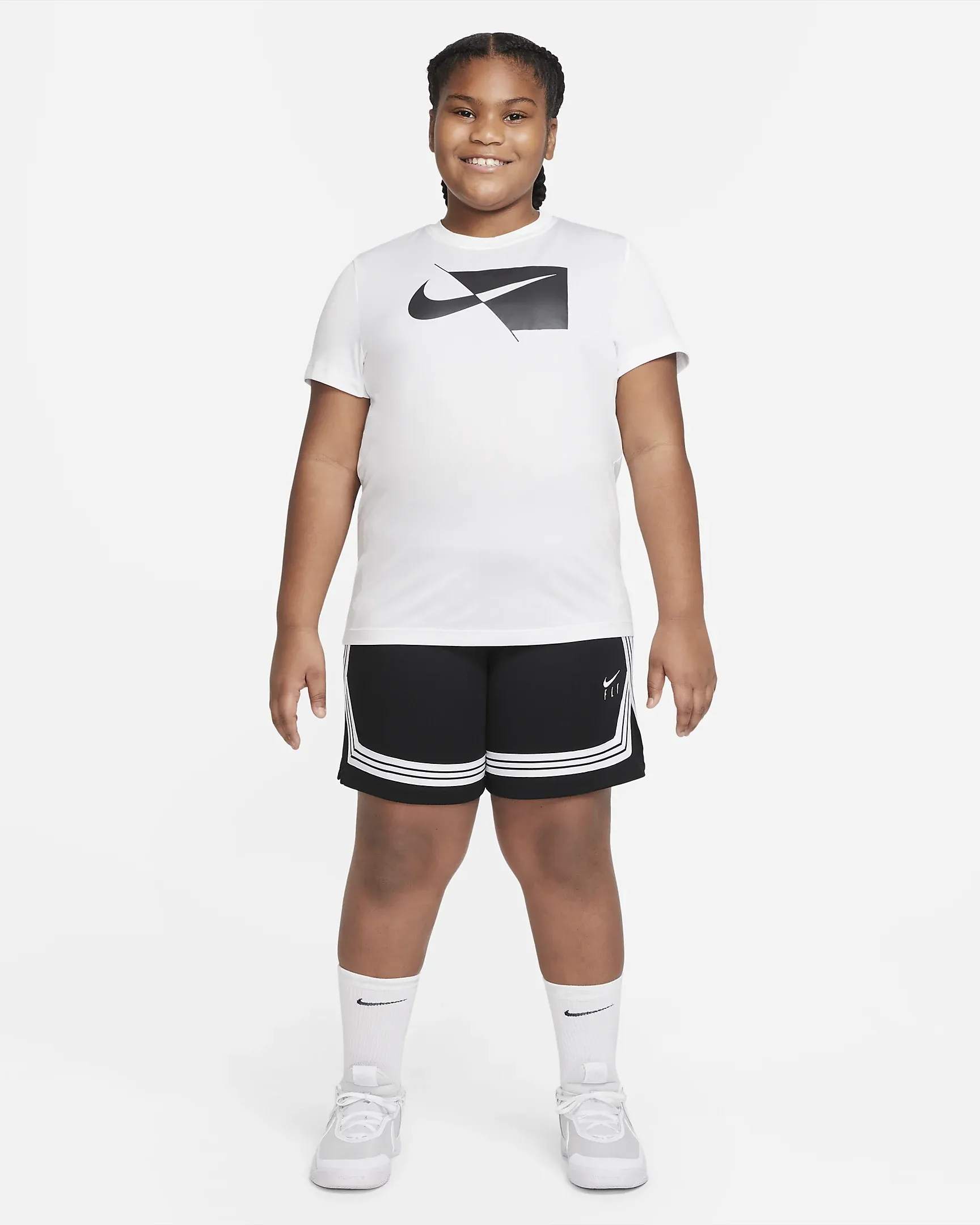 Dri-fit Fly Crossover Big Kids' (girls') Basketball Shorts (extended Size) In Black