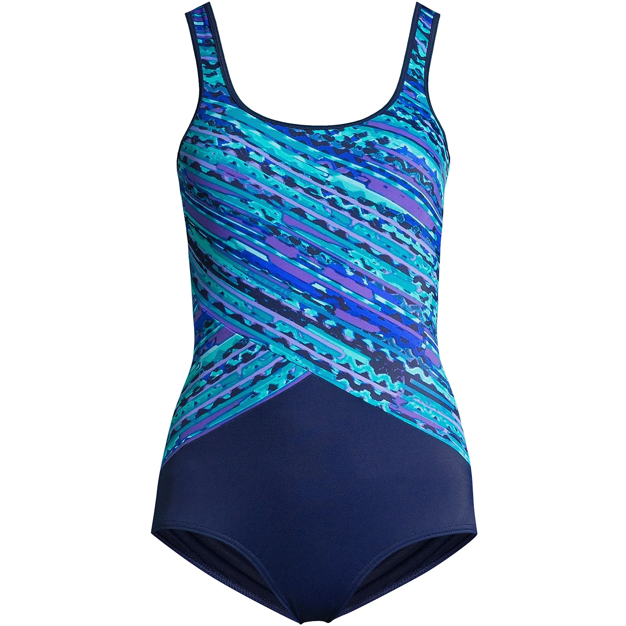 Women's Chlorine Resistant Soft Cup Tugless Sporty One Piece Swimsuit