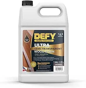 DEFY Ultra Semi-Transparent Outdoor Wood Stain and Sealer in One – Butternut, 1 Gallon, Deck Stain and Sealer | Rich Color and Satin Sheen for All Wood Types