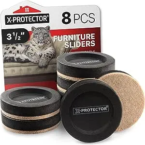 Felt Furniture Sliders for Hardwood Floors x Protector 8 Pcs 3½” Furniture Slider with Unique Design Heavy Duty Fur