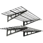 FLEXIMOUNTS 2-Pack 2x4ft 24-inch-by-48-inch Wall Shelf Garage Storage Rack Wall Mounted Floating Shelves, Black