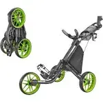 Caddytek 3 Wheel Golf Push Cart - Foldable Collapsible Lightweight Pushcart with Foot Brake - Easy to Open & Close, Lime