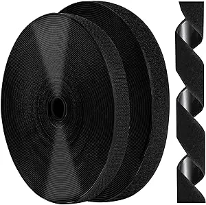 3/4 Inch x 82 Feet Black Hook Loop Strips with Adhesive Heavy Duty, Multi-Purpose Hook and Loop Tape, Double Sided Hook Loop Rolls, Picture Hanging Strips, TV Accessories, TV Wall Adhesive Tape