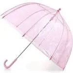 Totes Kids' Vinyl Pinch-Proof Clear Bubble Umbrella Pink