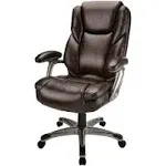 Realspace Cressfield Bonded Leather High-Back Chair Brown/Silver