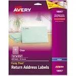 Avery Matte Clear Easy Peel Mailing Labels w/ Sure Feed Technology, Inkjet Printers, 0.5 x 1.75, Clear, 80/Sheet, 10 Sheets/Pack