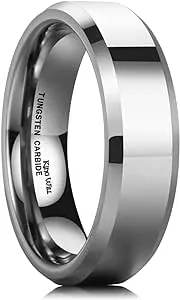 King Will BASIC Men's 4mm/5mm/6mm/7mm/8mm Tungsten Carbide Ring Polished Plain Comfort Fit Wedding Engagement Band