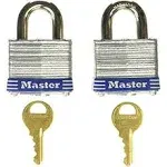 Master Lock 1-9/16in (40mm) Wide Laminated Steel Pin Tumbler Padlock - 2 Pack