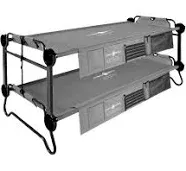 Disc-O-Bed XL Outfitter Bench Double Cot Camping Bunk with Organizers, Grey