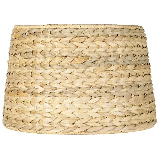 Brentwood Woven Seagrass Small Drum Lamp Shade 10" Top x 12" Bottom x 8.25" Slant x 8" High (Spider) Replacement with Harp and Finial