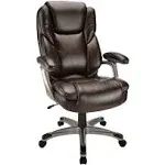 Realspace Cressfield Bonded Leather High-Back Chair Brown/Silver