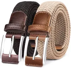 Men&#039;s Stretch Braided Belt 2-Pack - Comfortable Elastic for Casual &amp; Golf Wear