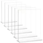 NEWNEWSHOW Acrylic Sign Holder 8.5x11 inch 6 Pack Vertical T Shape Double-Sided Desktop Display Holder. (8.5x11 8.5x5.5 5x7 Horizontal and Vertical)