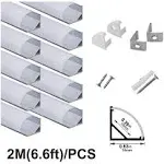 10-Pack 6.6Ft/ 2Meter U Shape LED Aluminum Channel System with Milky Cover, End