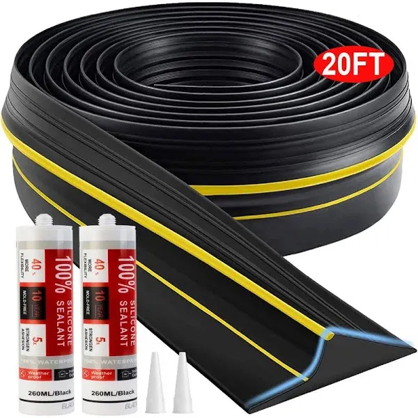 Universal Garage Door Threshold Seal Strip 20FT Kit Bottom Waterproof