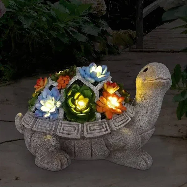 Solar Garden Turtle Statue