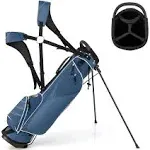 Golf Stand Cart Bag w/ 4 Way Divider Carry Organizer Pockets-Blue