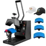 VEVOR 4 in 1 Hat Press, Hat Heat Press Machine for Caps with 4pcs Interchangeable Platens(6"x3"/6.7"x2.7"/6.7"x3.8"/8.1"x3.5") - No Crease, LCD