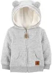 Simple Joys by Carter's Baby Hooded Sweater Jacket with Sherpa Lining, Grey, 0-3 Months