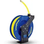 Goodyear Industrial Retractable Air Hose Reel- 1/2in x 65ft, 300 PSI Max, 3/8 in NPT Connections, Single Arm