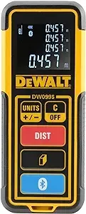 DeWalt DW099S Bluetooth 100-Foot Laser Distance Measurer