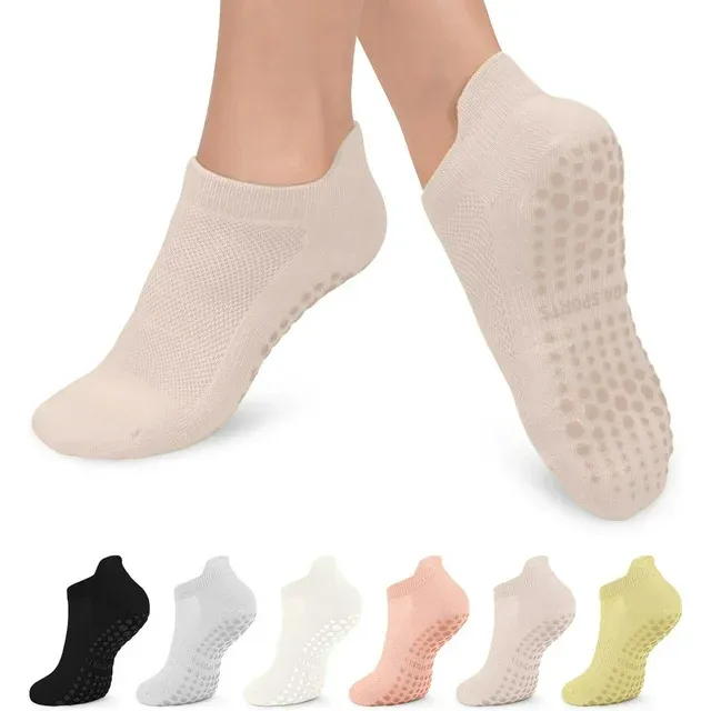 ILANKTOZI 6 Pairs Pilates Grip Socks for Women, Non-Slip Yoga Athletic Socks for Barre Ballet Barefoot Workout Hospital