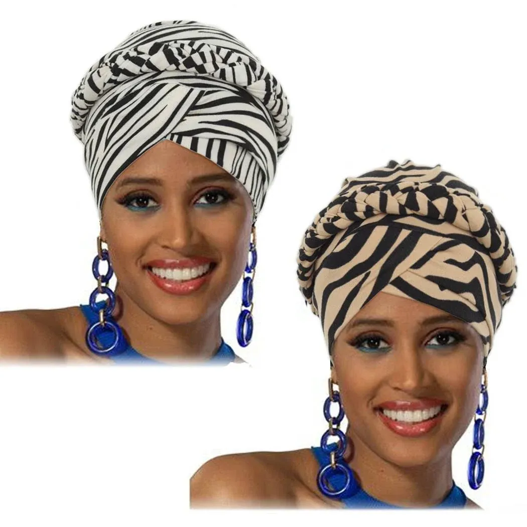 Woeoe African Turban Head Wraps Beige Leopard Print Chemo Hat One Size, 