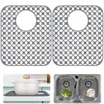 Finphoon Sink Protectors for Kitchen Sink,Kitchen Sink Mats, 2pcs 13.8'' x 11.4'' Sink Mats for Bottom of Kitchen Sink, Heat-Resistant Silicone Sink