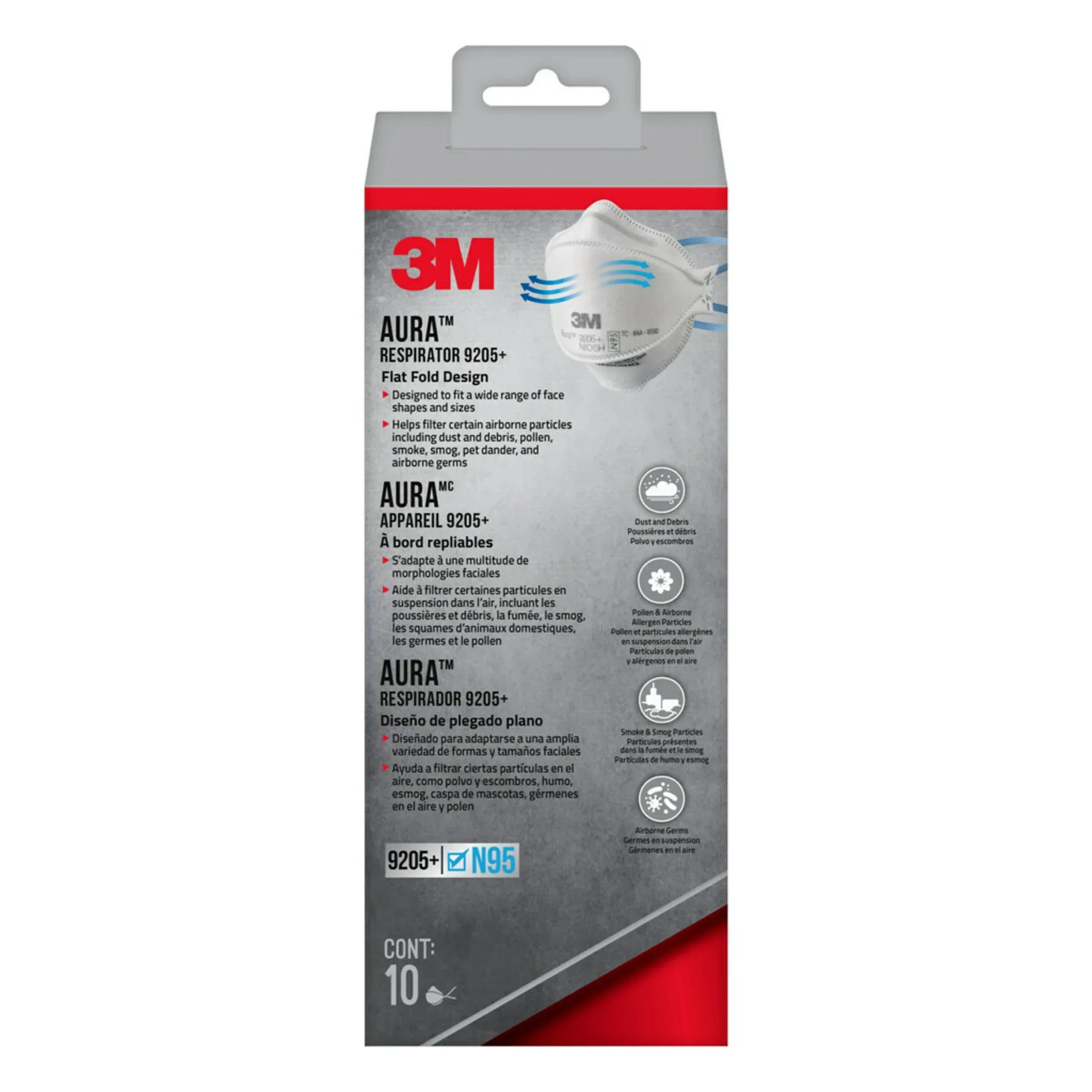 3M N95 Aura Particulate Respirator 9205+, 10 Pack