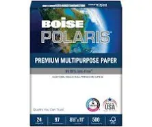 Boise&reg; POLARIS&reg; Premium Multi-Use Printer &amp; Copy Paper, 1 Ream, White, Letter (8.5&quot; x 11&quot;), 500 Sheets Per Ream, 24 Lb, 97 Brightness, FSC&reg; Certified