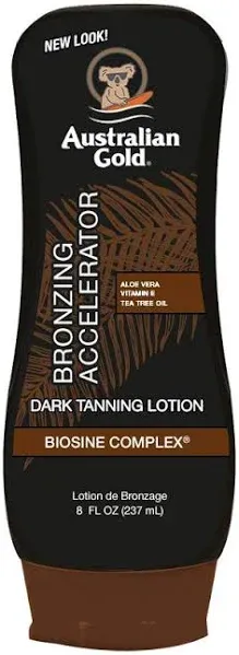 Australian Gold Dark Tanning Accelerator Lotion With Bronzer, 8 Ounce, New P …