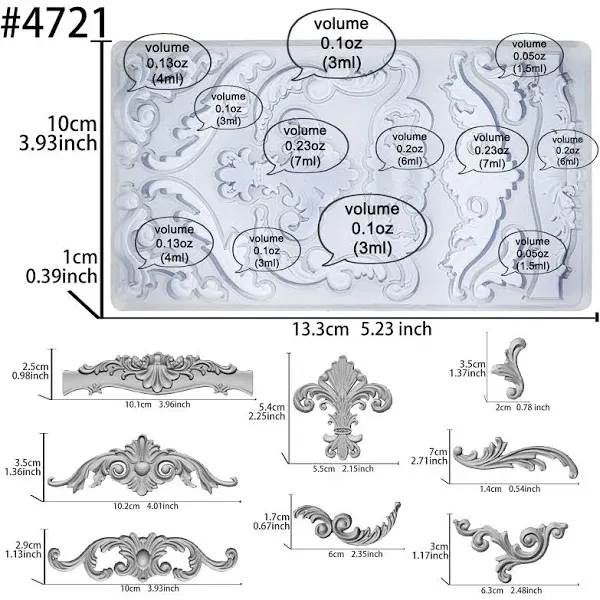 Scrollworks Mould for Polyclay Air Dry Clay Plaster