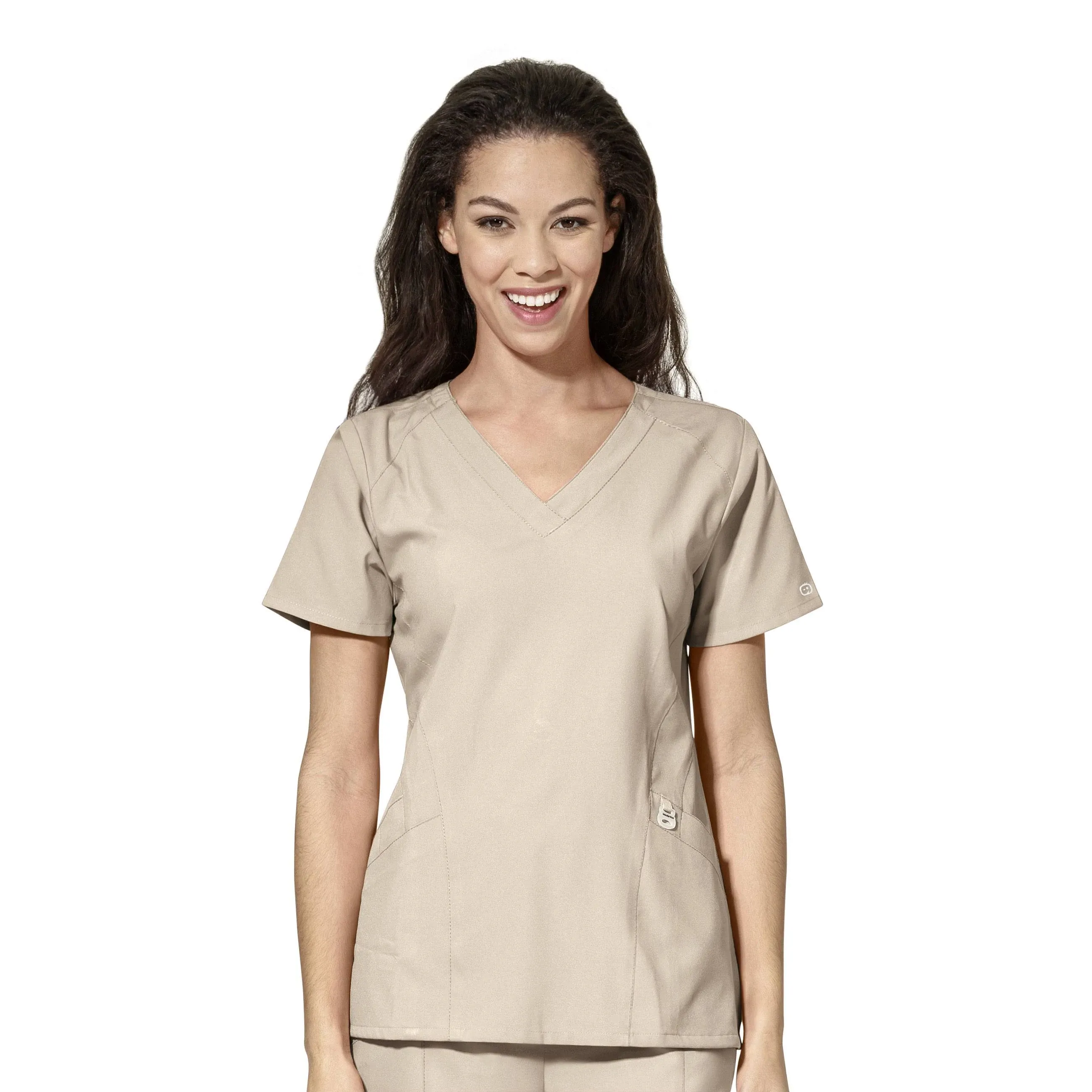 WonderWink W123 Women’s Stylized V-Neck Scrub Top — White, X-Large