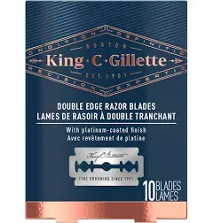 King C. Gillette Double Edge Safety Razor Blades 10 Count