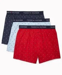 TOMMY HILFIGER Vintage Cotton Woven Boxer 3-Pack Multicolor Waistband 28-30 NOS